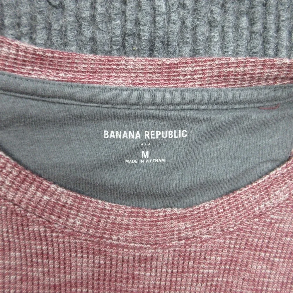 Banana Republic Sweater Mens M Red Crew Neck Cotton Blend Waffle-Knit Pullover